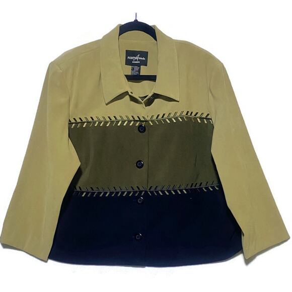 Positive Attitude Women's Suit Jacket Size 18 Brown and Black Full Button Up - Picture 1 of 12